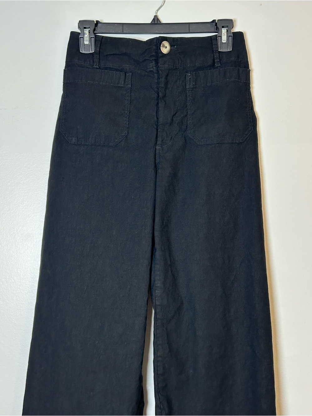 Maeve Anthropologie The Colette magic fabric Wide-Leg pants black size 27 - Picture 3 of 14